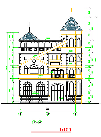 经典欧式风格三层别墅设计全套cad施工图