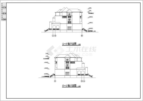 某典雅风情十足豪华山庄三层住宅楼建筑设计施工图（标注齐全、非常实用）-图二
