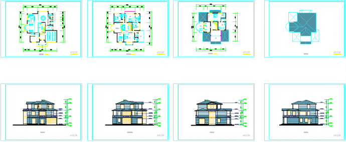 值得参考的最新的11套三层经典风格混砖结构别墅户型平面图设计（标注齐全）_图1