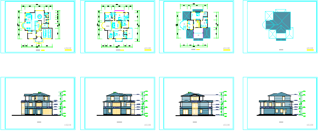 值得参考的最新的11套三层经典风格混砖结构别墅户型平面图设计（标注齐全）