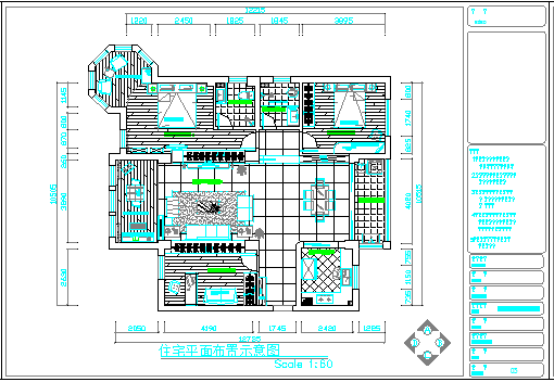 三室两厅黑白经典住宅楼室内装修设计施工图（含效果图）_图1