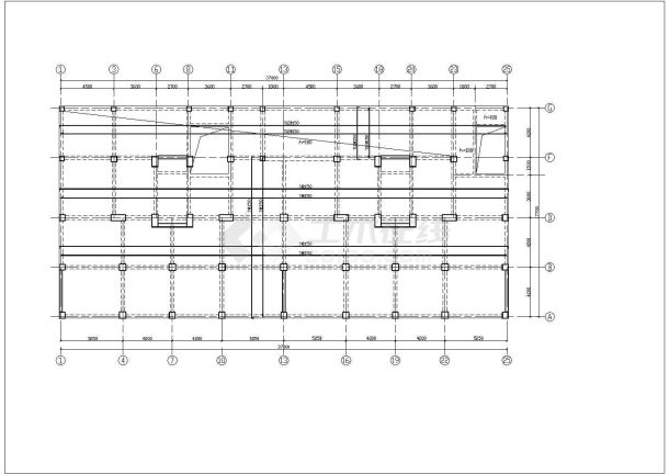 25m八层花园洋房住宅楼底框结构施工cad平面方案图纸-图二