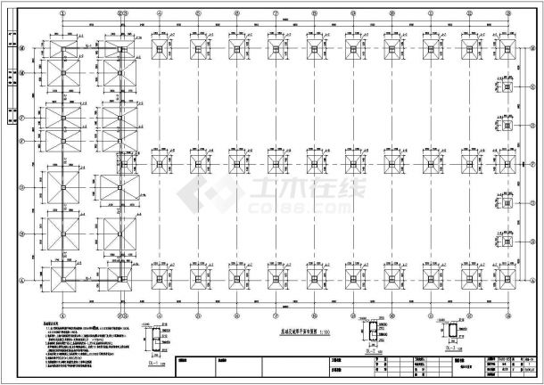 上海三层厂房车间框架砼结构施工cad设计方案图纸-图一