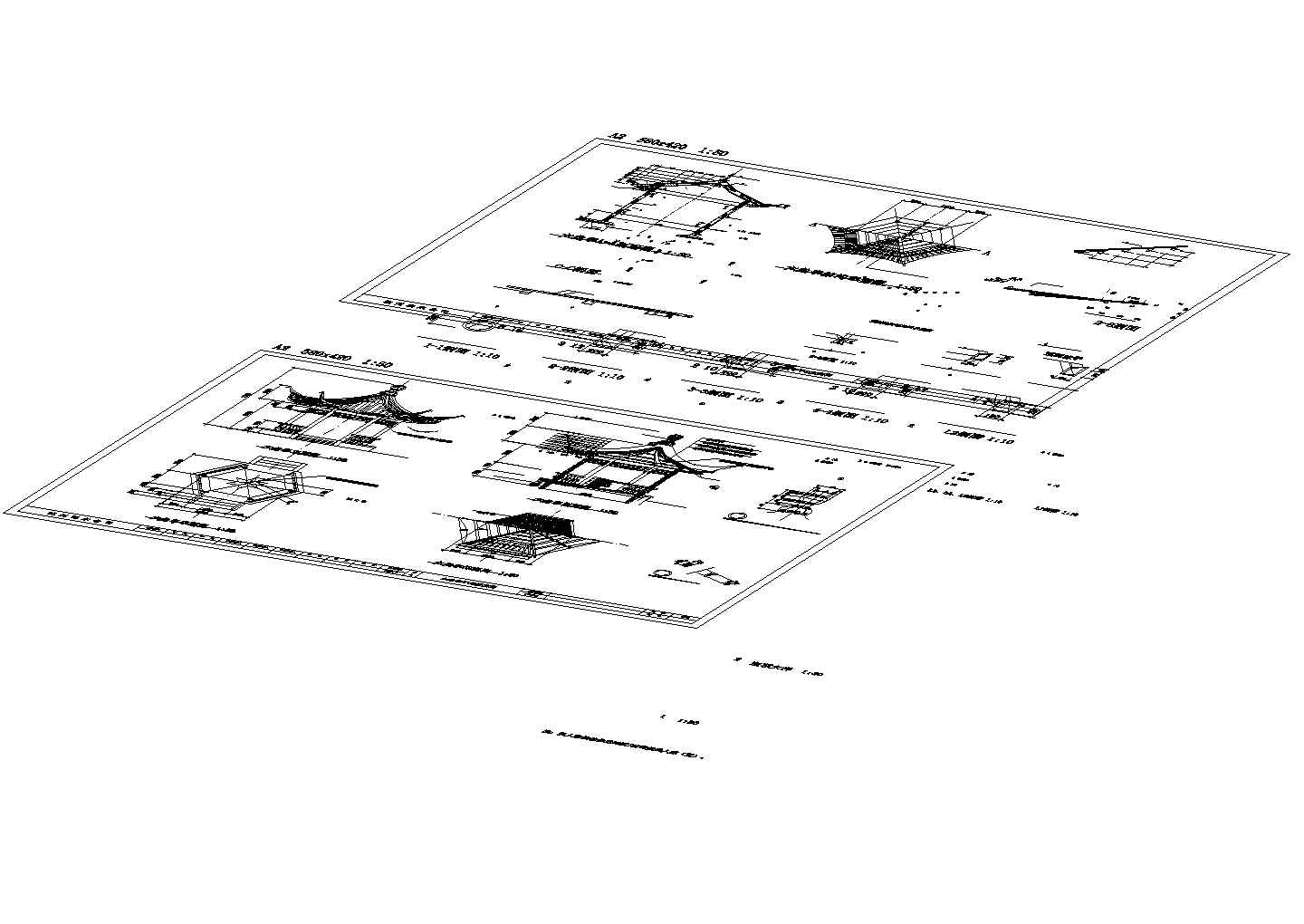 古建六角亭施工设计cad详图