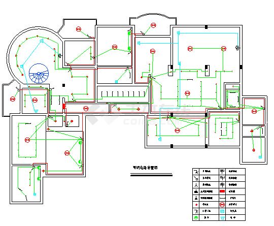 最新的住宅室内照明设计电路设计布置cad图（标注齐全）-图二