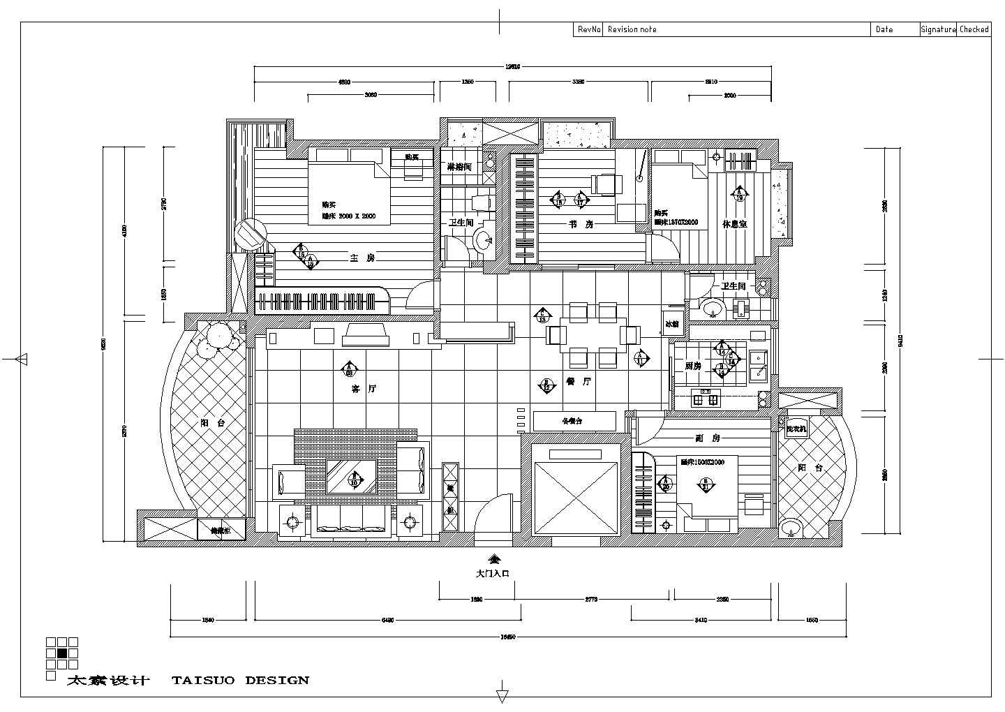 上海现代简约140平米豪华舒适四室两厅装修设计cad施工方案图