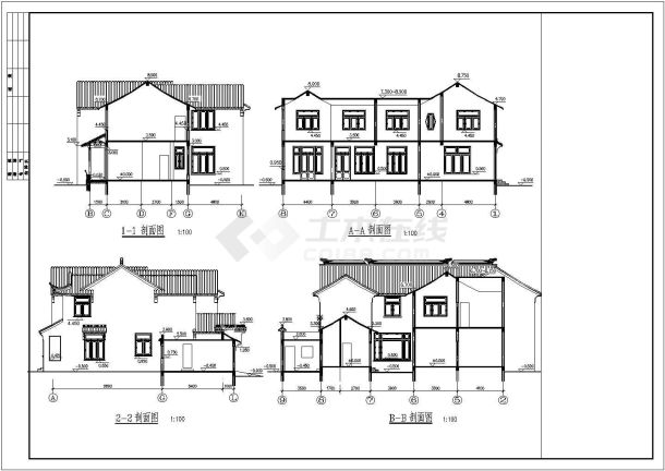 苏式江南二层别墅建筑结构全套cad施工图（含水电图）-图二