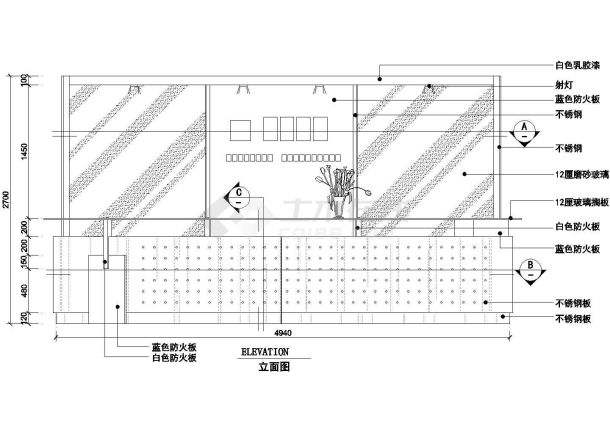 现代公司办公室接待前台咨询台立面装修设计cad大样图-图一