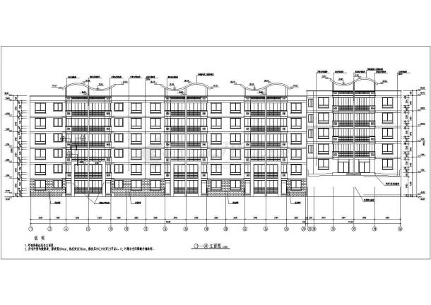 史上最实用的一套6层住宅楼建筑施工cad设计图纸（最新的、标注详细）-图二