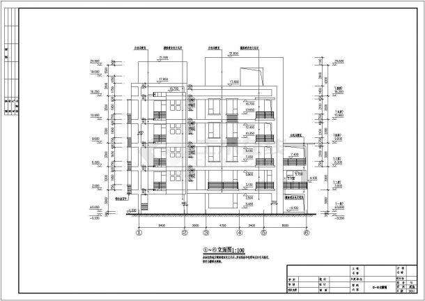 广东18米五层私人自建房建筑设计施工cad平立面方案图-图二