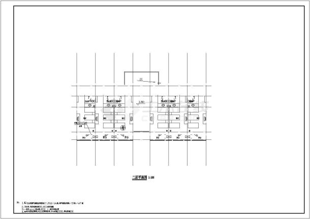 某大学框架结构四层宿舍建筑扩初图-图二