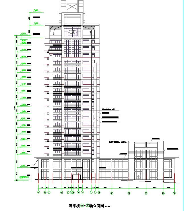 最新的高层写字楼建筑cad设计图（标注齐全）_图1