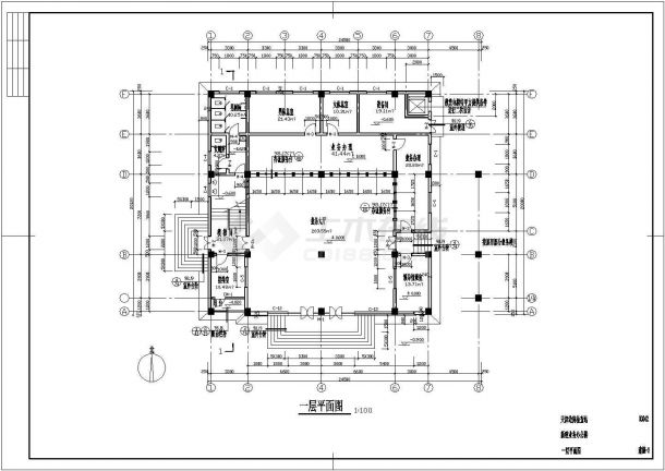 框架结构三层办公楼全套建筑、结构施工图（绿色建筑设计）-图一