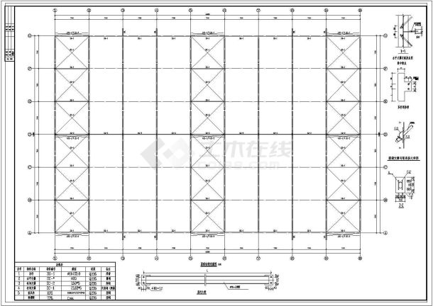 42米跨度钢结构厂房结构施工图cad-图一