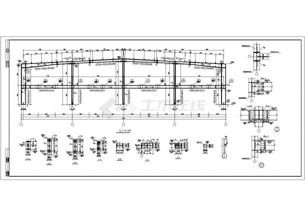 30米跨度门式刚结构厂房结构CAD图纸-图二