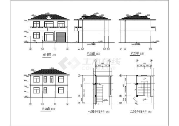 二层砖混结构别墅结构施工图（含建筑施工图 坡屋面）-图二
