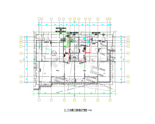 某地云谷D区-住宅单体-AB户型地下室给排水CAD图纸-图一