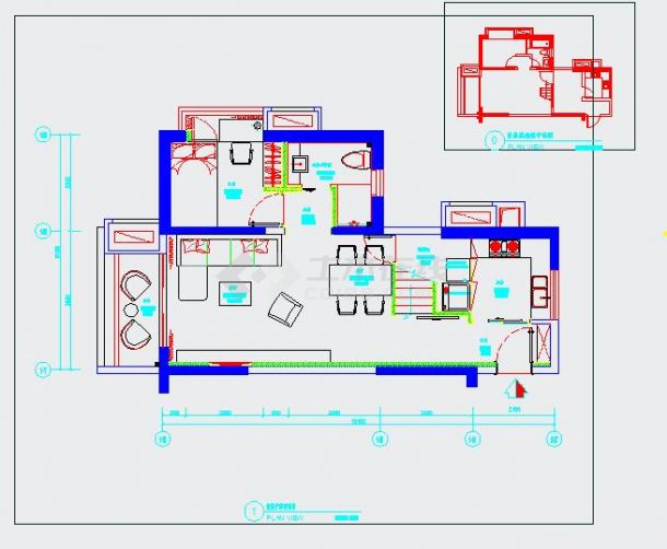 简约时尚小户型复式样板房装修CAD施工图全套（含效果图）-图一