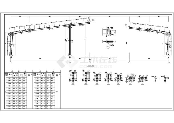 48米跨度钢结构单层厂房结构cad施工图-图一