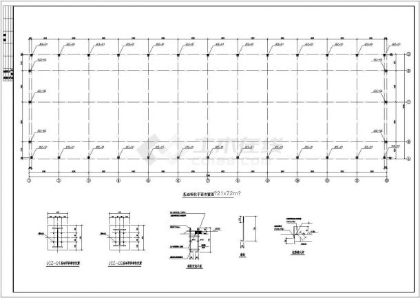单层门式轻钢结构厂房车间结构设计CAD图纸-图二