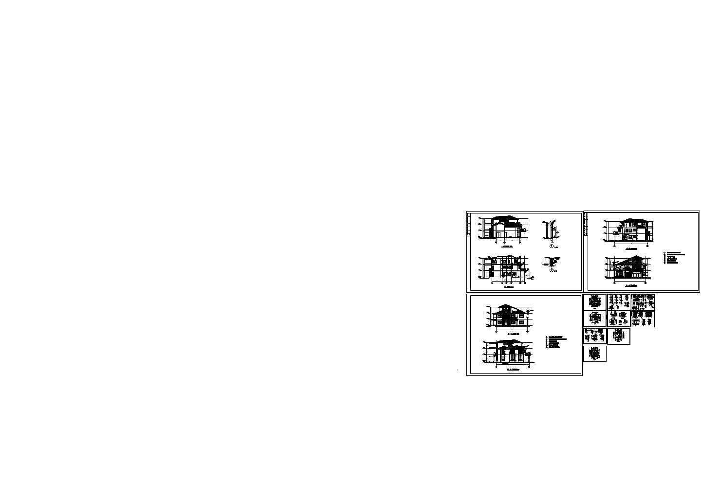 上海绿洲某三层别墅建筑CAD设计施工全套图
