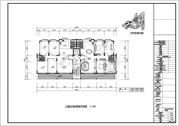 【湖南】某小区住宅楼建筑户型平面图-图二