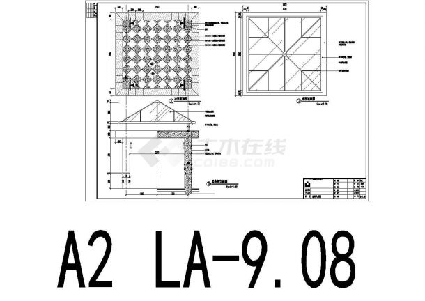 四角凉亭施工cad大样图-图一