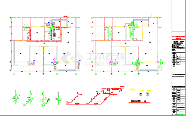 某地河南高层住宅小区给排水施工图CAD图纸-图一