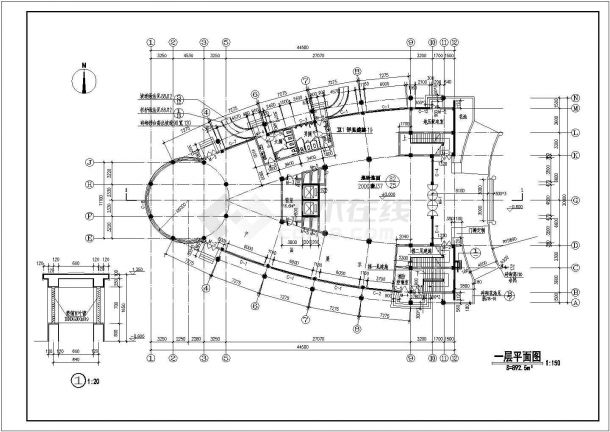 某九层框架剪力墙结构科研中心办公室建筑图纸（含详细说明）-图二