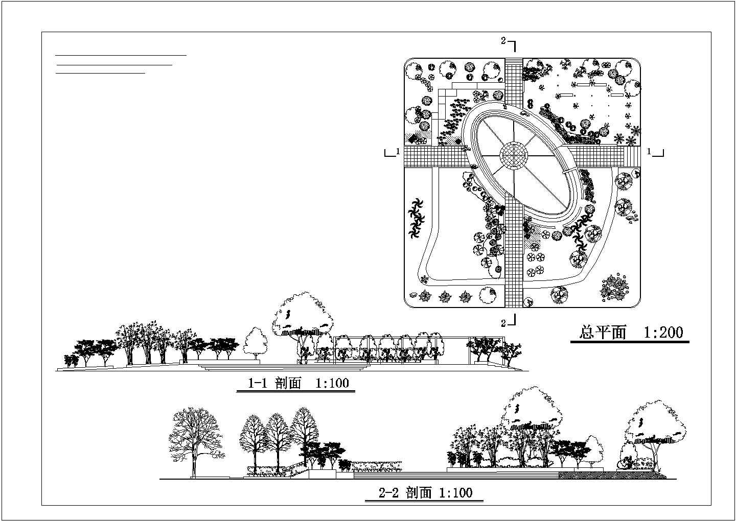 某学校广场景观改造设计方案园林景观cad设计图