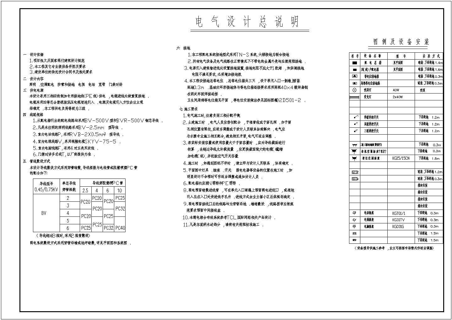 某六层住宅楼全套电气cad设计施工图纸