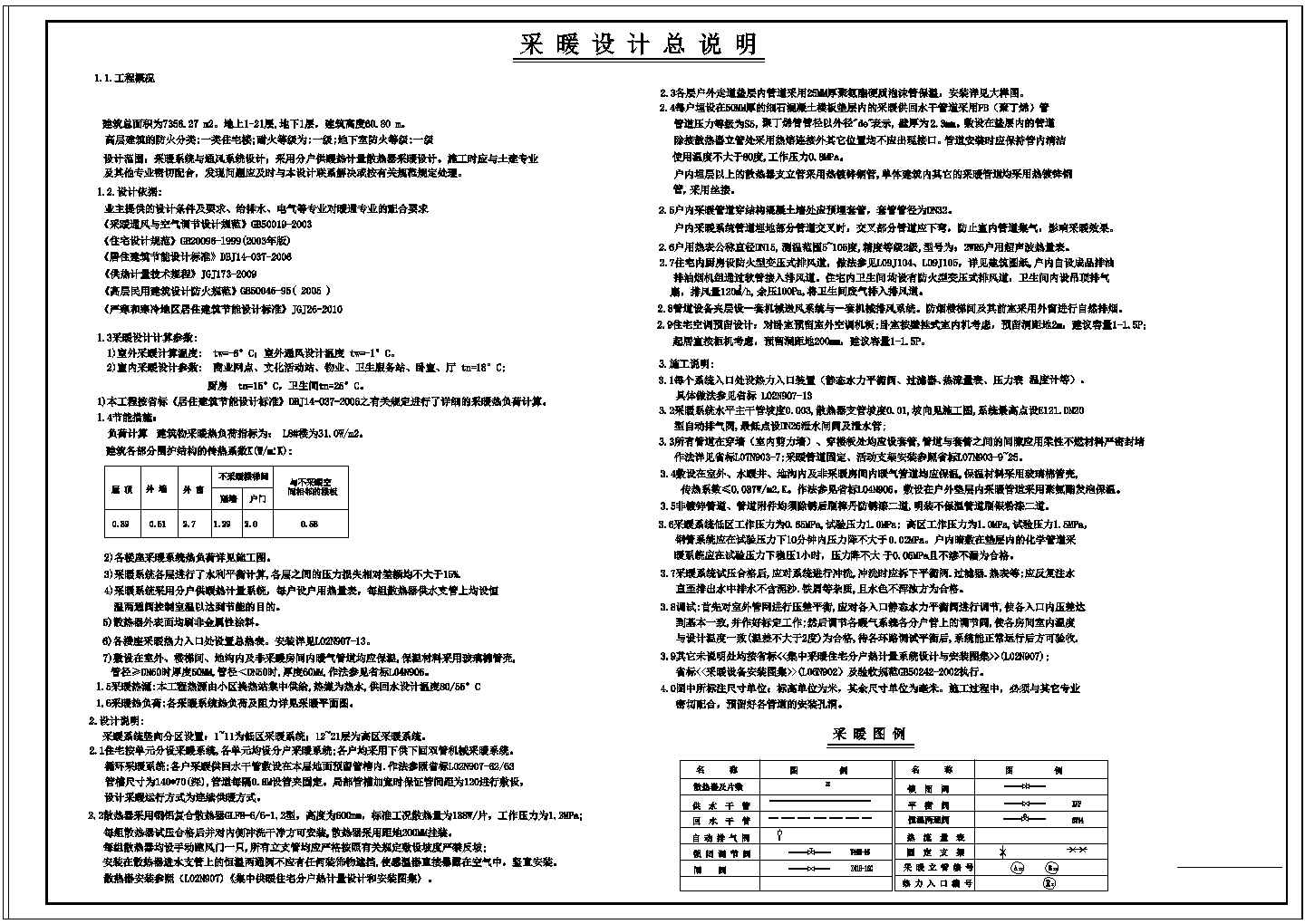 【北京】住宅改造安置工程采暖通风防排烟系统设计施工图（详图多）
