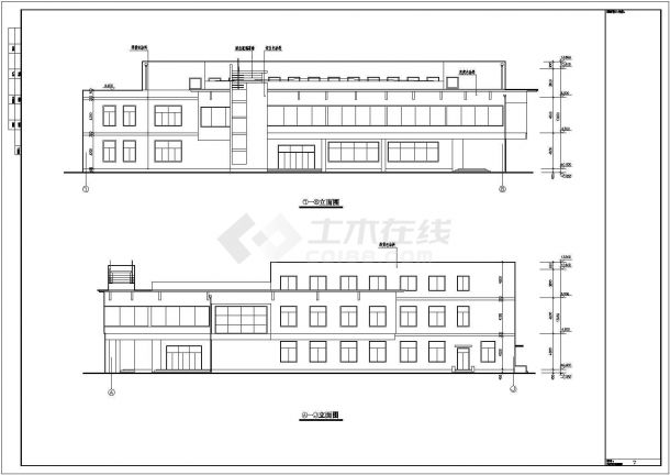 某三层钢筋混凝土框架结构大型学生食堂建筑施工图（含详细说明）-图一