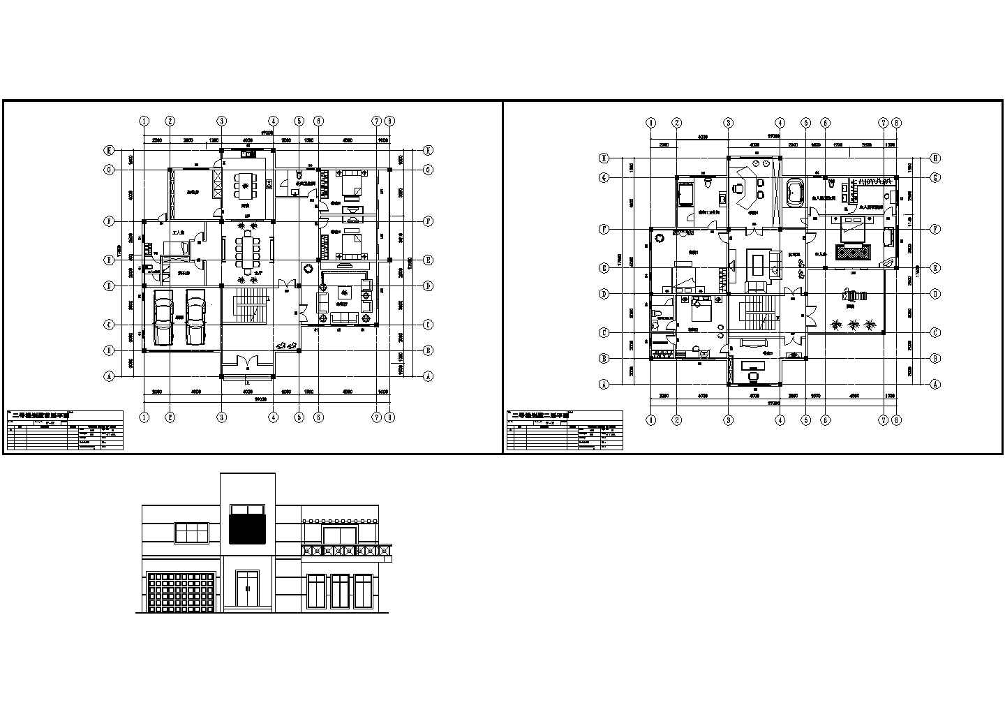 二层别墅平立面建筑施工图