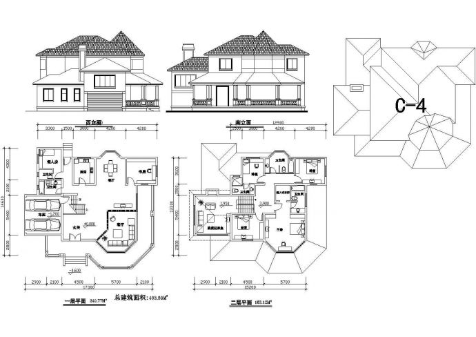 两层独栋别墅平立面设计图_图1