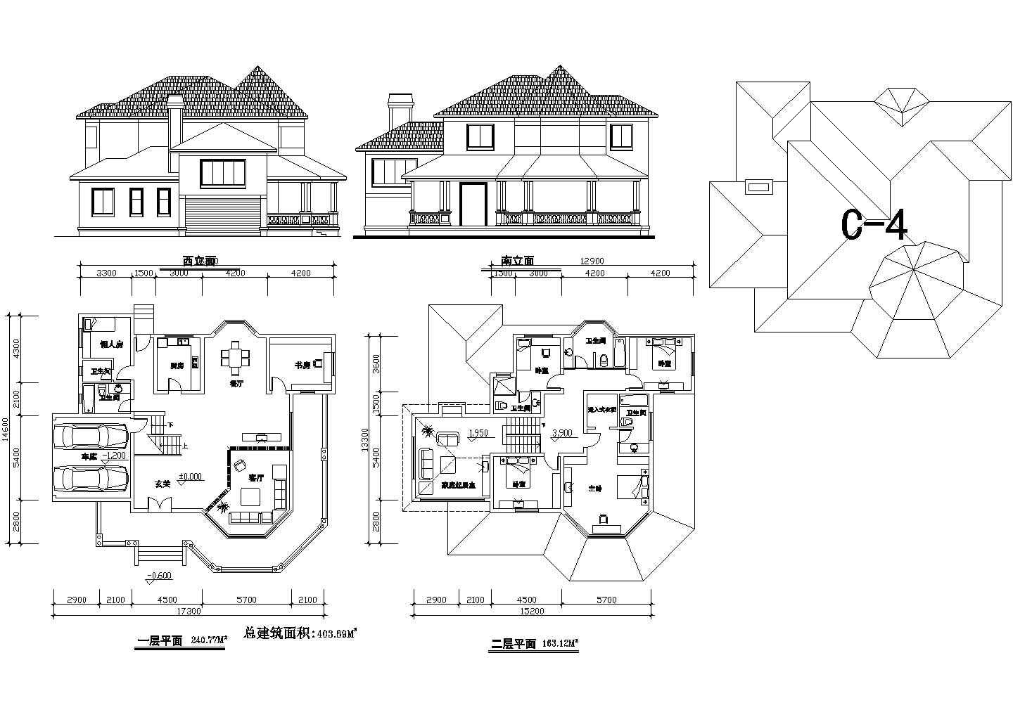 两层独栋别墅平立面设计图