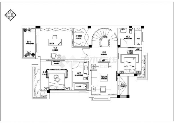 【安徽】顶级庄园高端古典欧式风格三层别墅室内装修施工图（附效果）-图二