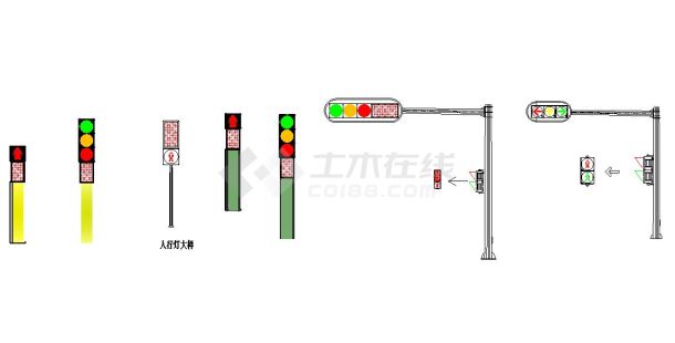 超逼真细致的街头红绿灯设计cad平立面方案大样图-图一