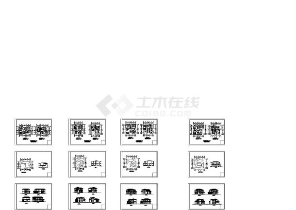 某三种户型独栋二层别墅CAD施工图-图一