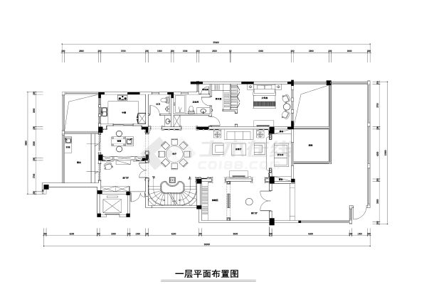 美式新古典无锡城南世家500平打通两套跃层公寓装修施工图（附效果图）-图一