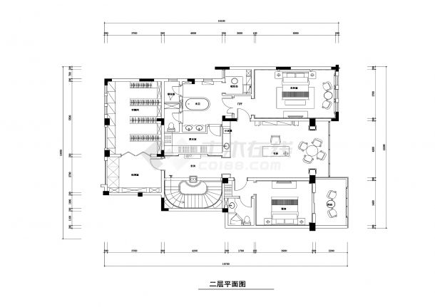 美式新古典无锡城南世家500平打通两套跃层公寓装修施工图（附效果图）-图二