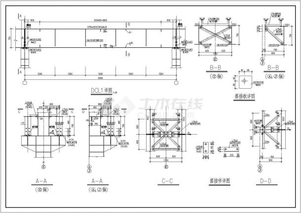 某门式刚架结构带吊车单层厂房CAD建筑设计图纸（含设计说明）-图一