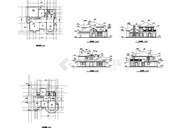 某独栋二层别墅CAD施工图，含效果图-图一
