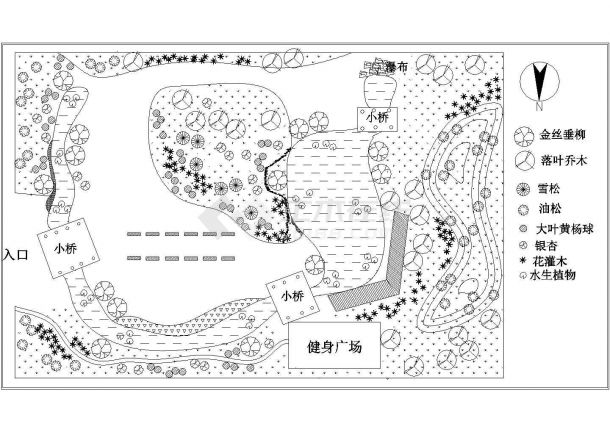 上海某公园道路绿化工程图-图一