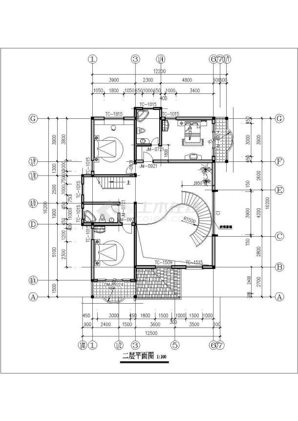 三层别墅建筑扩出设计图，带结构图、模型图-图二