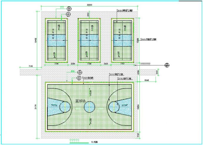 羽毛球场及篮球场设计施工CAD大样图_图1