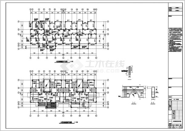 某六层框架结构多层住宅楼结构cad设计施工图（坡屋顶）-图二