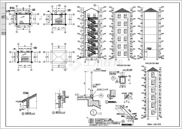某二层消防站建筑cad设计施工图（含建筑效果图）-图二