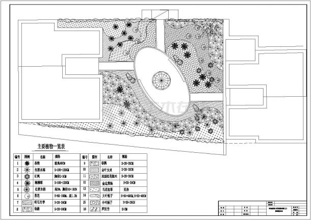 住宅楼屋顶花园规划设计方案图（带景观照明给水）-图一