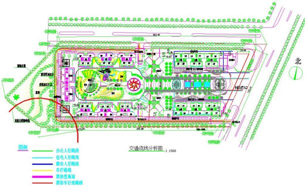 北京高层住宅小区景观绿化设计cad总规划平面图-图二